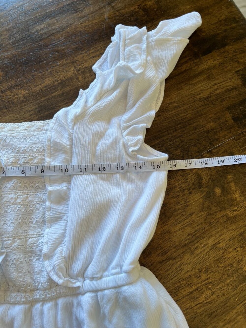 American Eagle White Lace Ruffle Boho Romper Coastal Western Festival Small - Picture 7 of 10